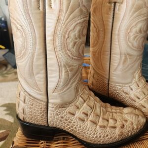 Holster Cream ALLIGATOR Boots US Men's size 6.5  (Ladies 8.5) MEX 25.5